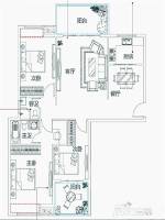 丽都·中央公馆3室2厅2卫126.4㎡户型图