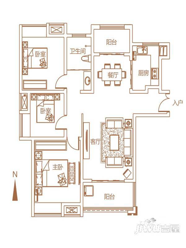 昌建誉峰5室2厅2卫188.1㎡户型图