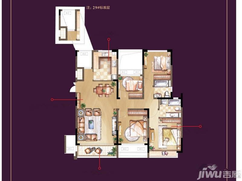 苏高新熙庭2室2厅1卫143㎡户型图