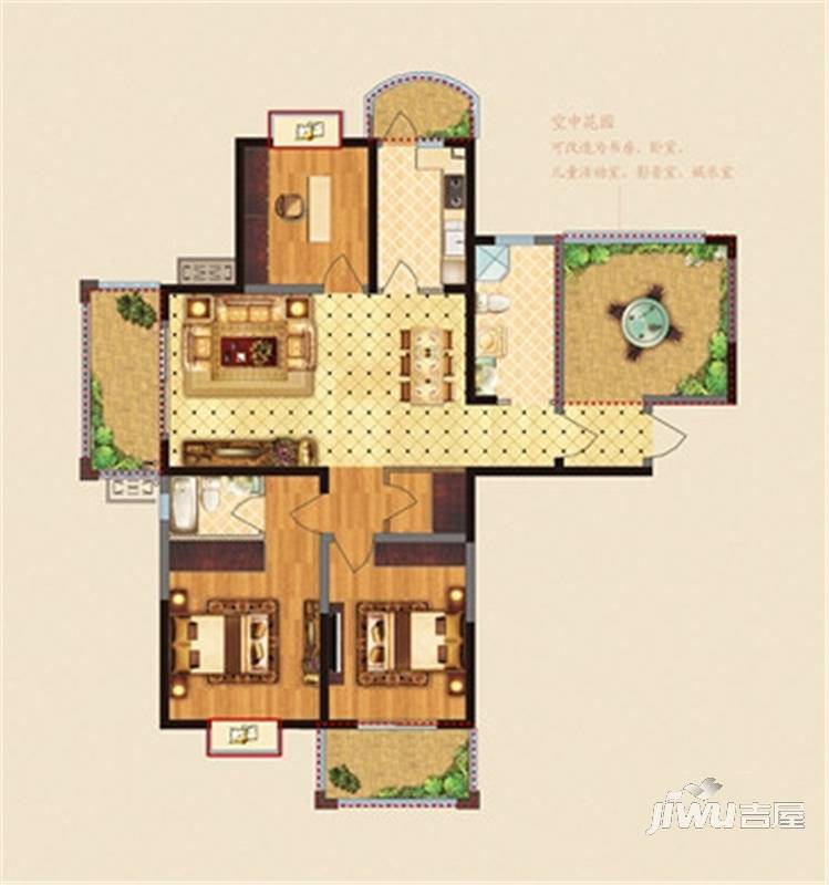 金环·万象城3室2厅2卫139.1㎡户型图