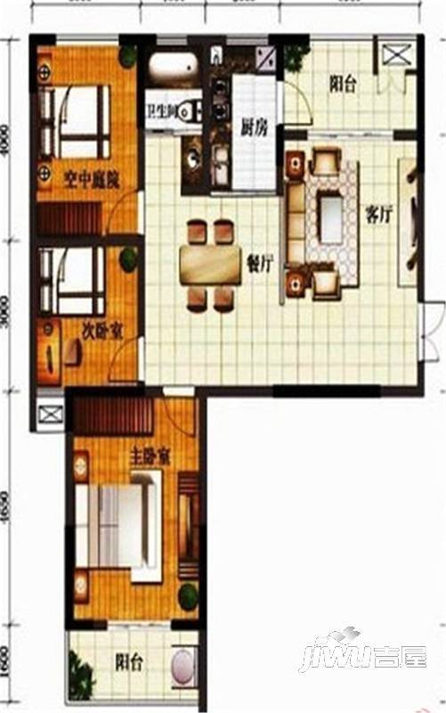 明珠国际城2室2厅2卫户型图