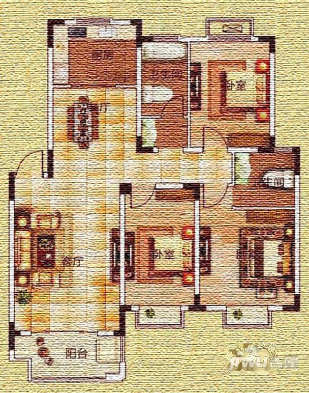 嘉利豪庭3室2厅2卫104.5㎡户型图