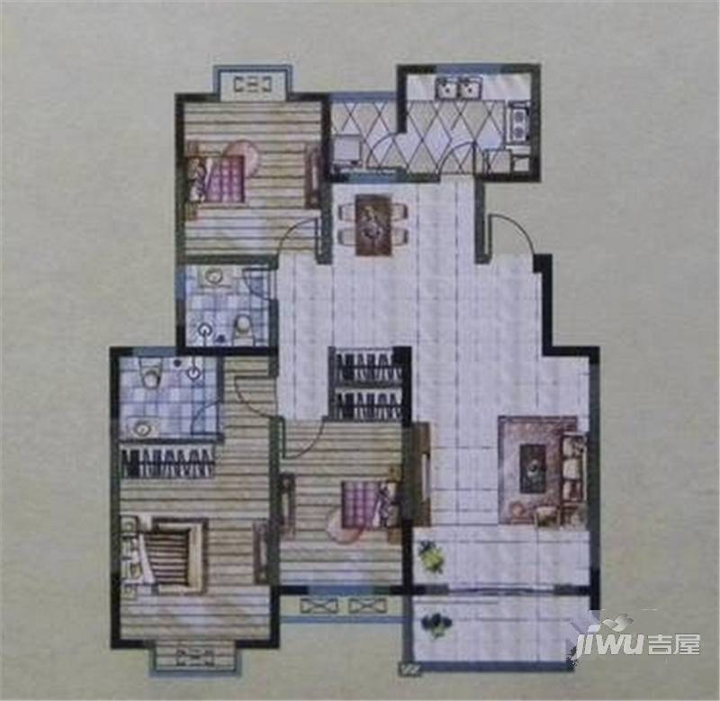 新城春天3室2厅2卫126.3㎡户型图