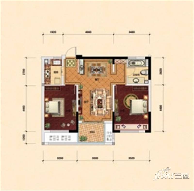 大蔚观澜国际2室2厅1卫86.4㎡户型图