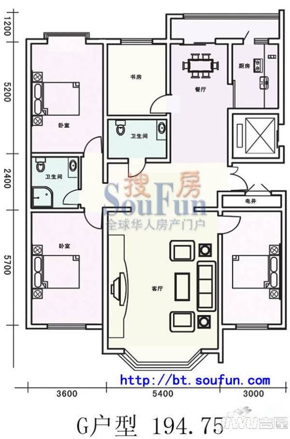 景苑花园3室3厅2卫194㎡户型图