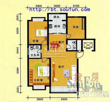 鹿鸣苑2室2厅1卫124㎡户型图