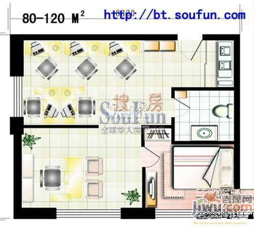 九星国际SOHO领寓1室1厅1卫77.9㎡户型图
