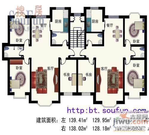 山水佳苑3室2厅1卫139.4㎡户型图