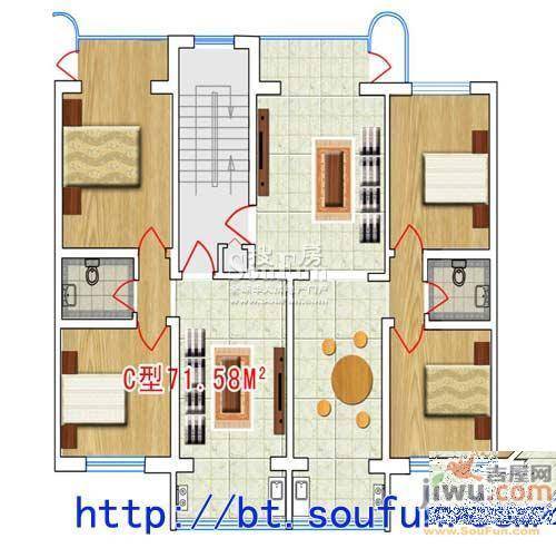 步步高东苑2室1厅1卫71.6㎡户型图