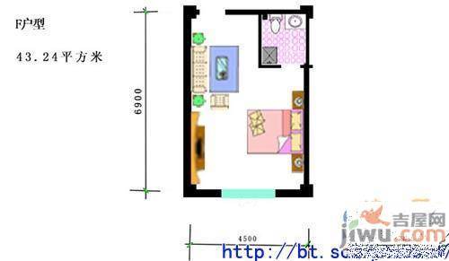 朝阳佳苑1室1厅1卫43.2㎡户型图