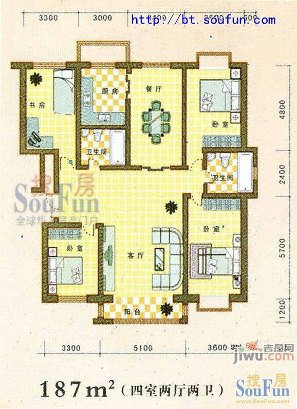 宝林苑4室2厅2卫187㎡户型图