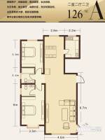 滨河金典商住花苑2室2厅2卫126㎡户型图