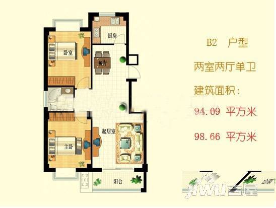 都市豪庭1室1厅1卫43㎡户型图