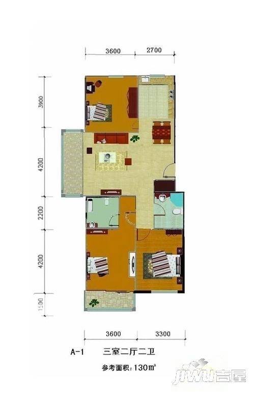 金桂名园2室2厅2卫户型图