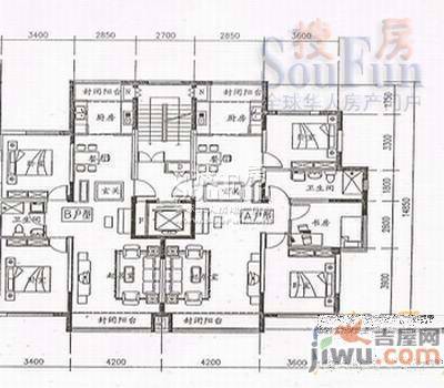 嘉业瀚林苑2室2厅1卫99㎡户型图