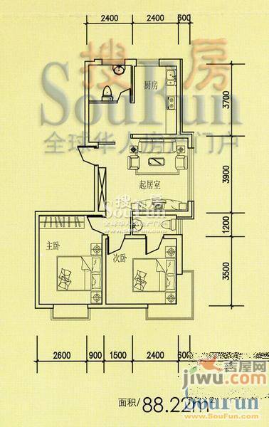 松江壹品2室2厅1卫95㎡户型图