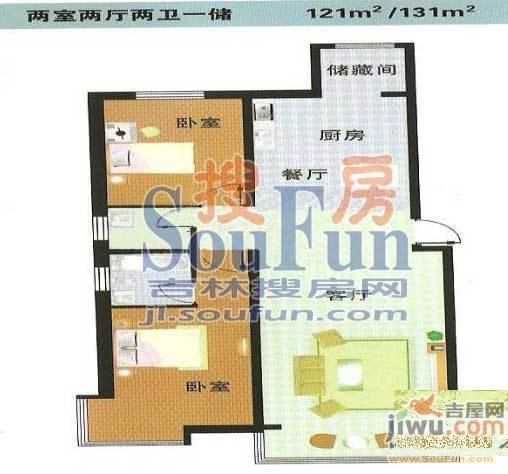 伊利东江卓越2室2厅1卫121㎡户型图