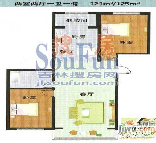 伊利东江卓越2室2厅1卫121㎡户型图