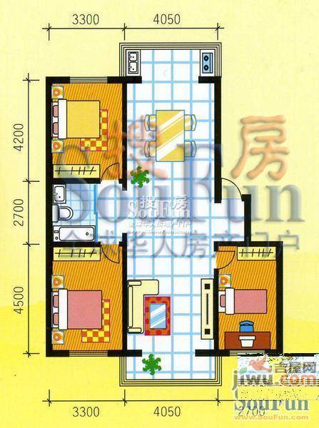 龙湾雅苑3室2厅2卫155.6㎡户型图