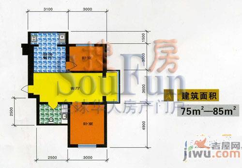 金丰紫馨花园2室2厅1卫户型图