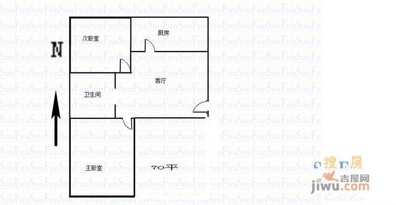 德胜佳苑2室1厅1卫户型图