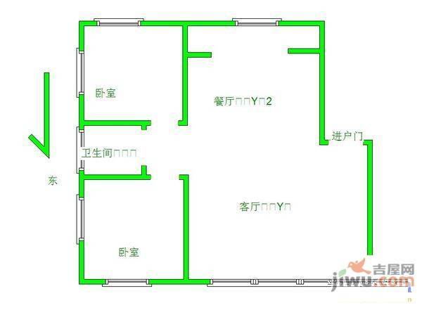 恒东花园2室1厅1卫户型图