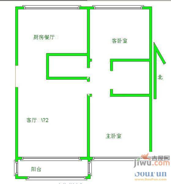 恒东花园2室1厅1卫户型图