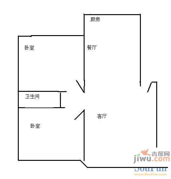 恒东花园2室1厅1卫户型图