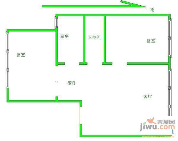 恒东花园2室1厅1卫户型图