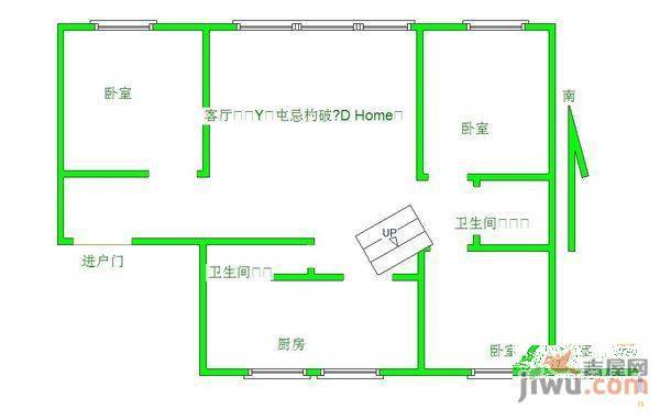 恒东花园2室1厅1卫户型图