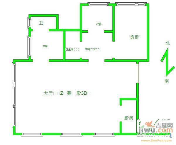 中华景苑2室1厅1卫户型图