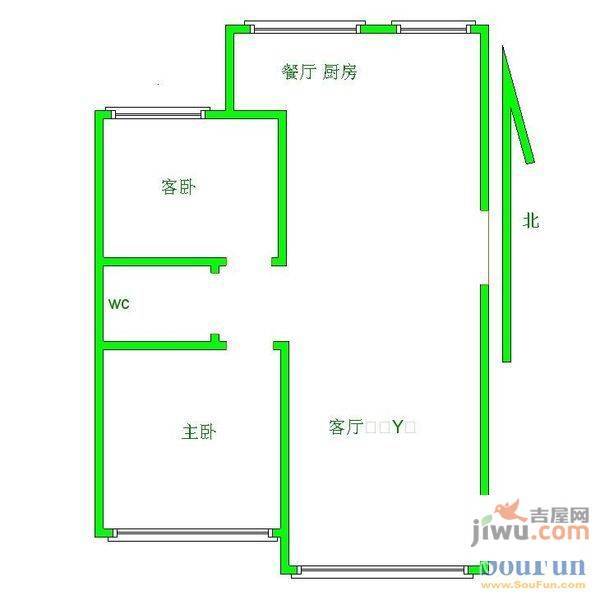 中华景苑2室1厅1卫户型图