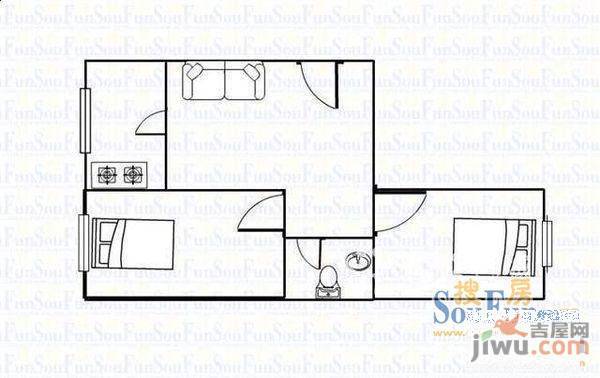 恒东花园2室1厅1卫户型图