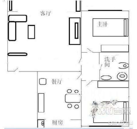 玉洁花园2室2厅1卫户型图