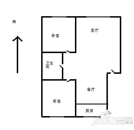 嘉业花园2室2厅1卫96㎡户型图