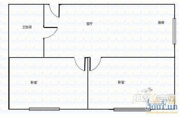 临江小区2室2厅1卫户型图