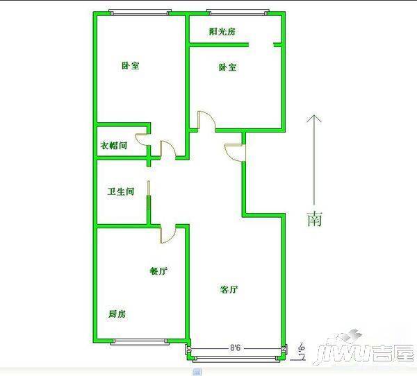 吉热东方二区2室1厅1卫户型图