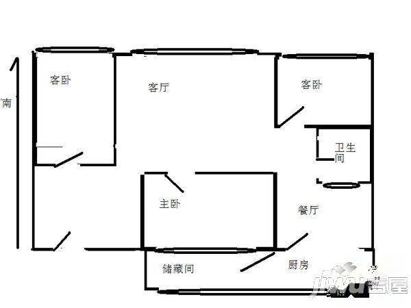 恒泰馨居2室2厅1卫户型图