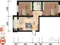 传盛·城富花园2室1厅1卫65㎡户型图