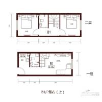 筑石松花江新城2室2厅1卫36.4㎡户型图