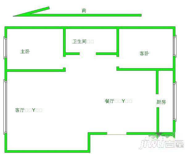 盈胜花园2室2厅1卫户型图