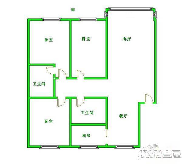 盈胜毓园3室2厅1卫112.9㎡户型图