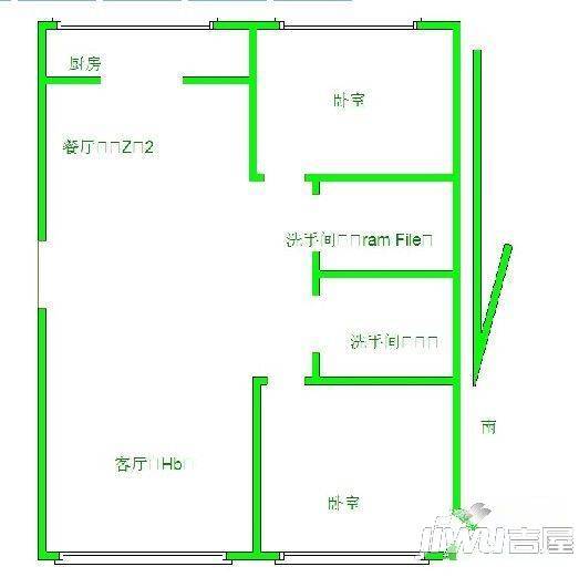 万达江畔人家1室1厅1卫户型图