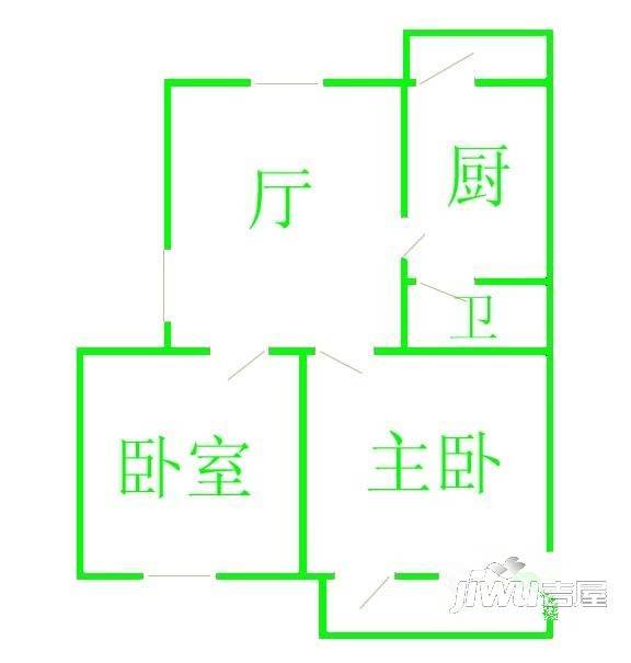 松江苑2室2厅1卫64.6㎡户型图