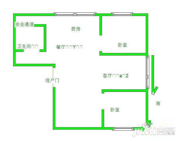 嘉业瀚林苑2室2厅1卫99㎡户型图