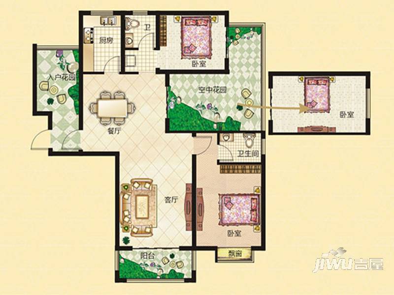 观澜湖普通住宅126.7㎡户型图