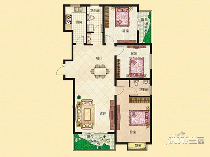 观澜湖普通住宅126.7㎡户型图