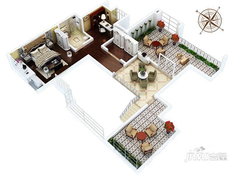 建业十八城5期山水湖城4室3厅3卫户型图