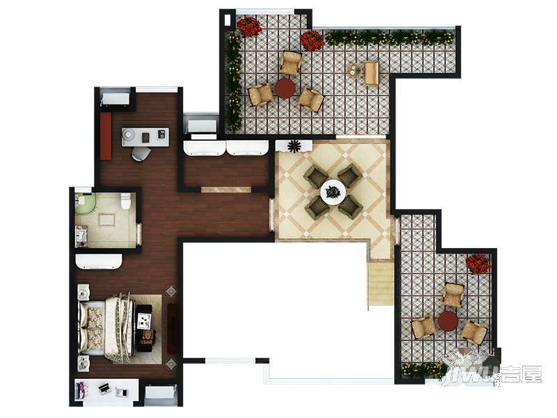 建业十八城5期山水湖城4室3厅3卫户型图