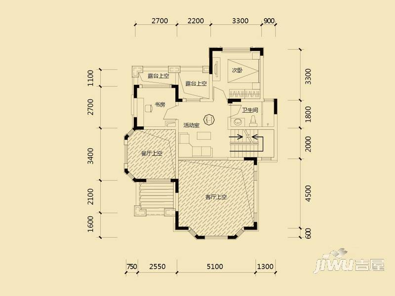 保利香槟国际1室2厅1卫180㎡户型图